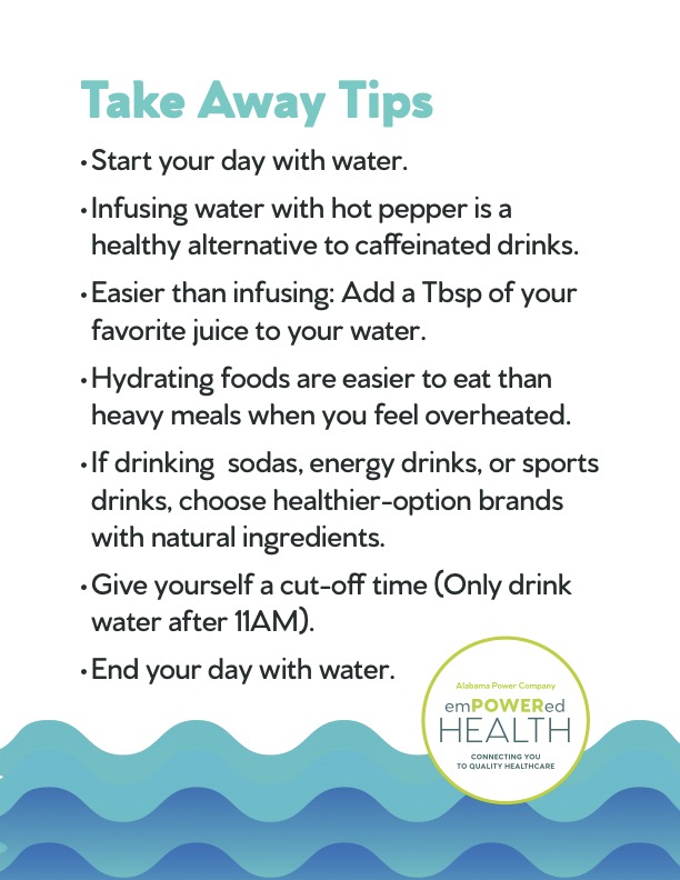 Hydration Take Away Tips – Alabama Power | nourish