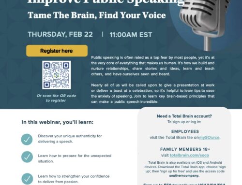 February Webinar | Brain-Based Tips To Improve Public Speaking: Tame The Brain, Find Your Voice